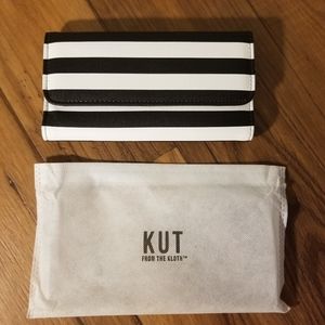KFTK Wallet black, white stripes, new without tags